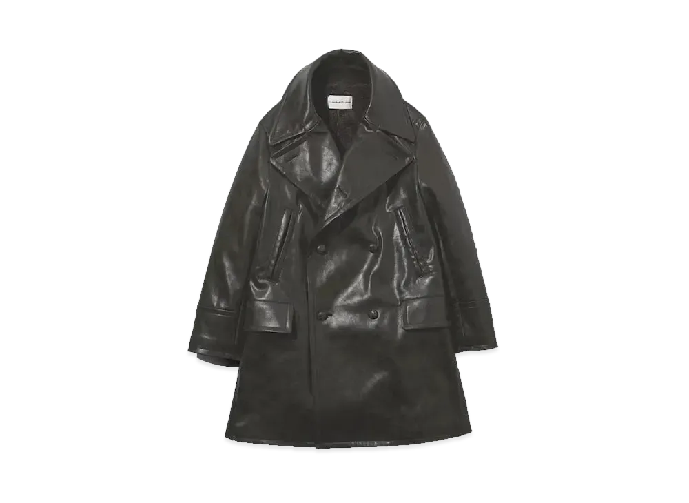 GU x Beautiful People Faux Leather Coat "Olive"