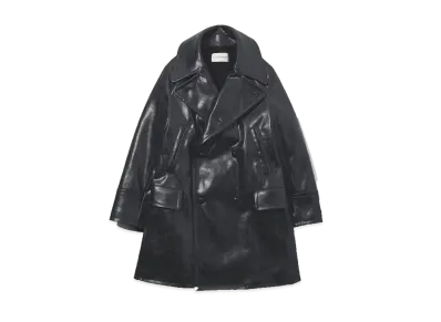 GU x Beautiful People Faux Leather Coat "Black"