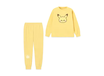 GU x Pokemon Kids Fleece Lounge Set Pokepiece 1 "Yellow"