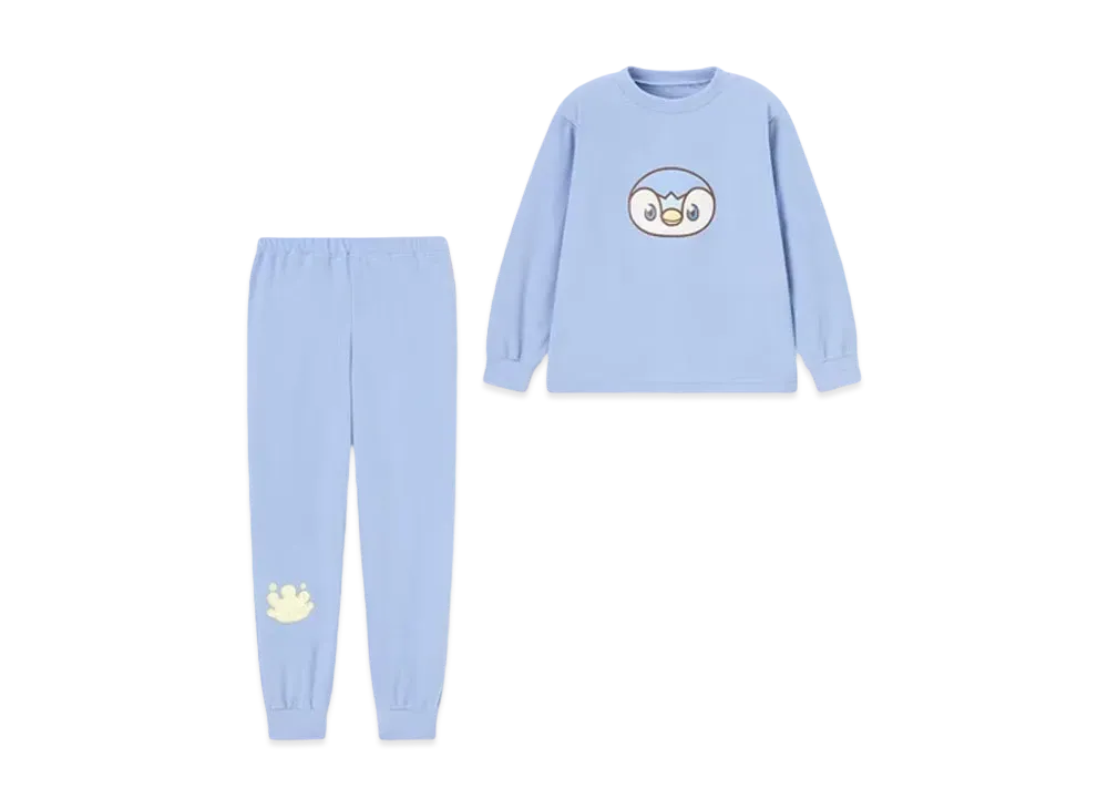 GU x Pokemon Kids Fleece Lounge Set Pokepiece 2 "Light Blue"