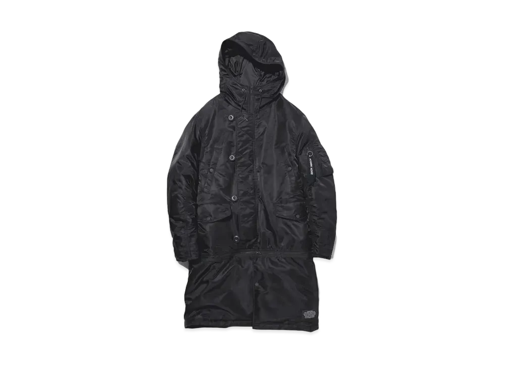GU x UNDERCOVER Heat Padded Convertible Coat "Black"