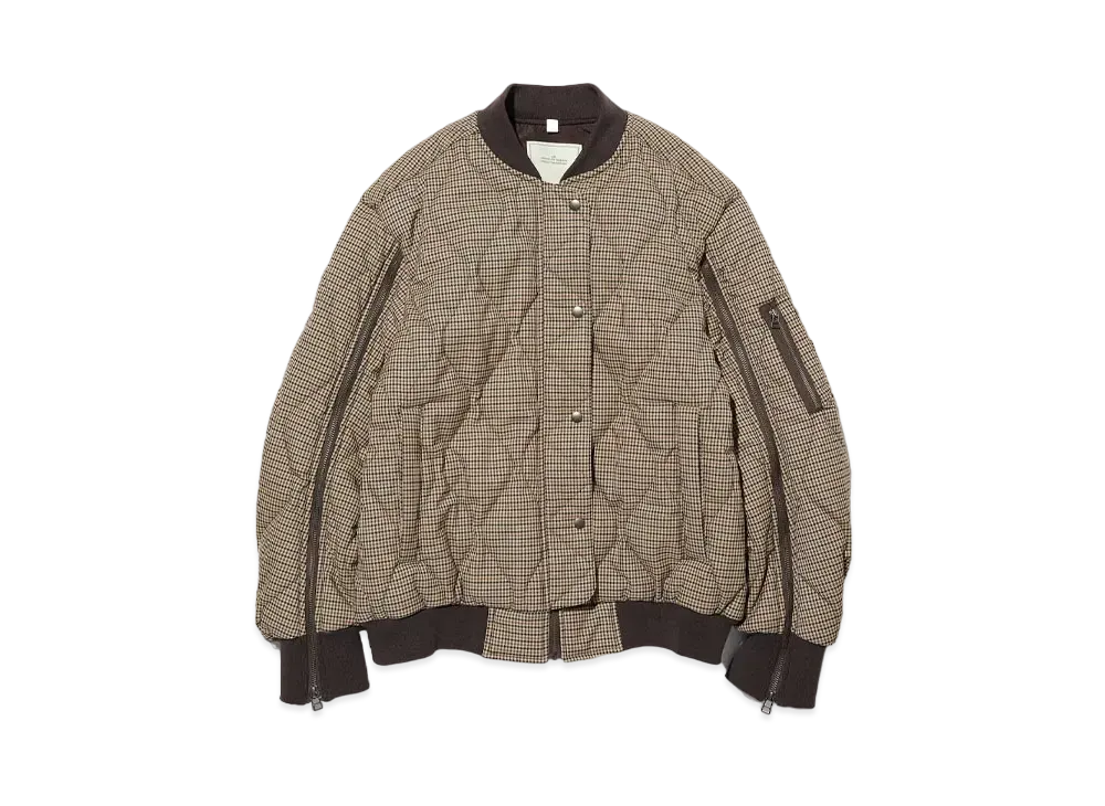 GU x rokh Quilted Blouson (Check) "Beige"