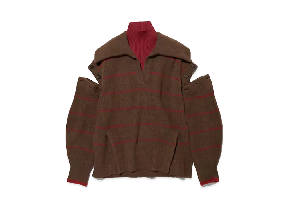 GU x rokh Border Sailor Collar Sweater "Brown"