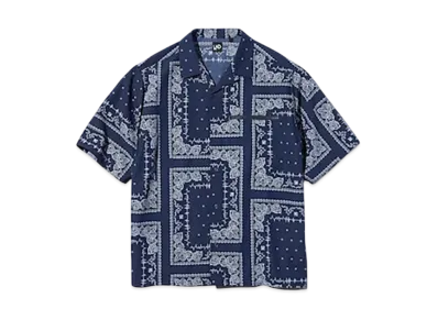 GU x UNDERCOVER UG Open Collar Shirt 3/4 Sleeve Pattern "Navy"