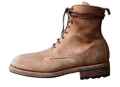 GUIDI Laced Up Boots Vaccetta Reverse (Cow Leather) "Natural" GUIDO_OLD Rubber Sole