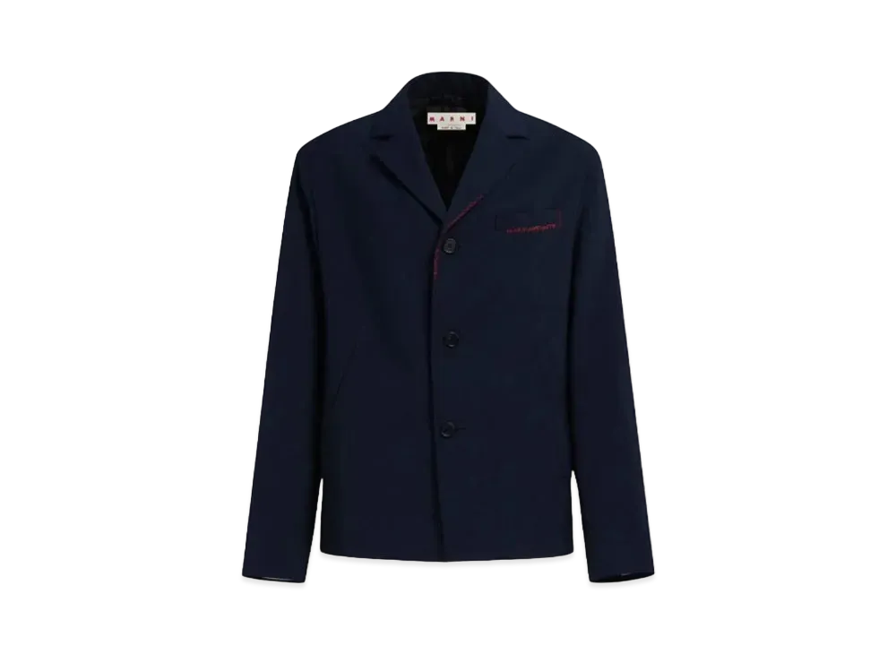 Marni Tropical Wool Blazer with Marni Mending "Blublack"