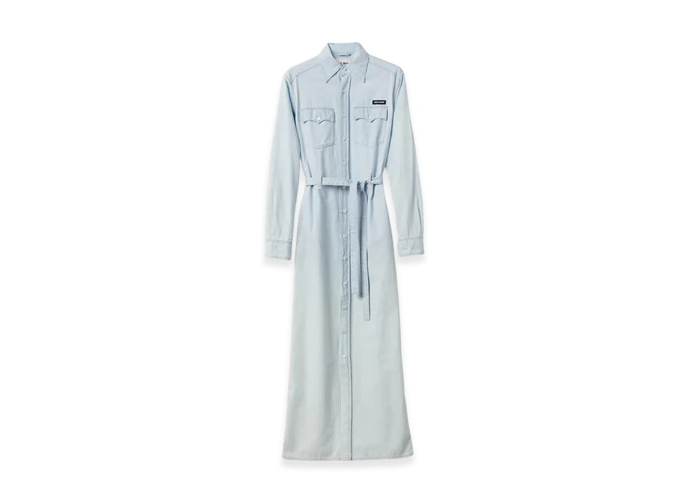MIU MIU Women's Long Chambray Dress "Light Blue"