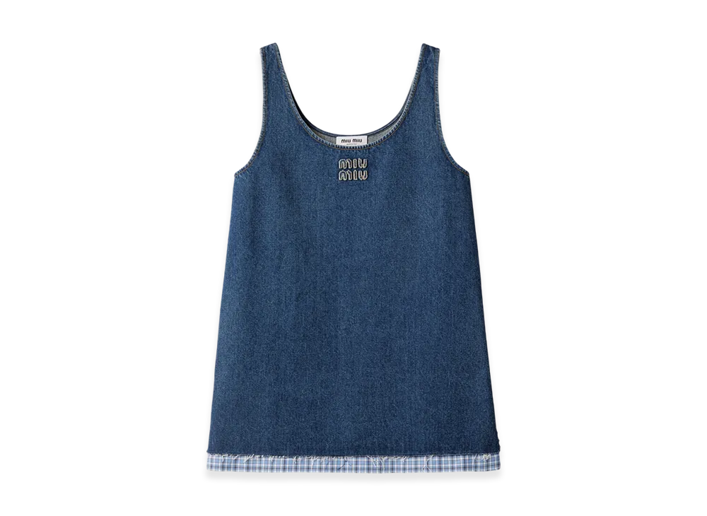 MIU MIU Women's Washed Denim Mini Dress "Blue"
