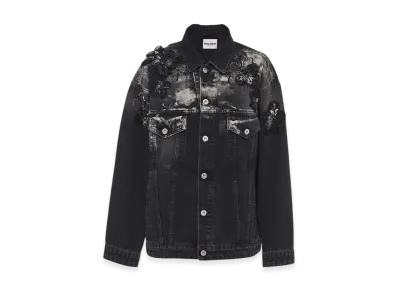 MIU MIU Women's Embroidered Denim Blouson Jacket "Black"