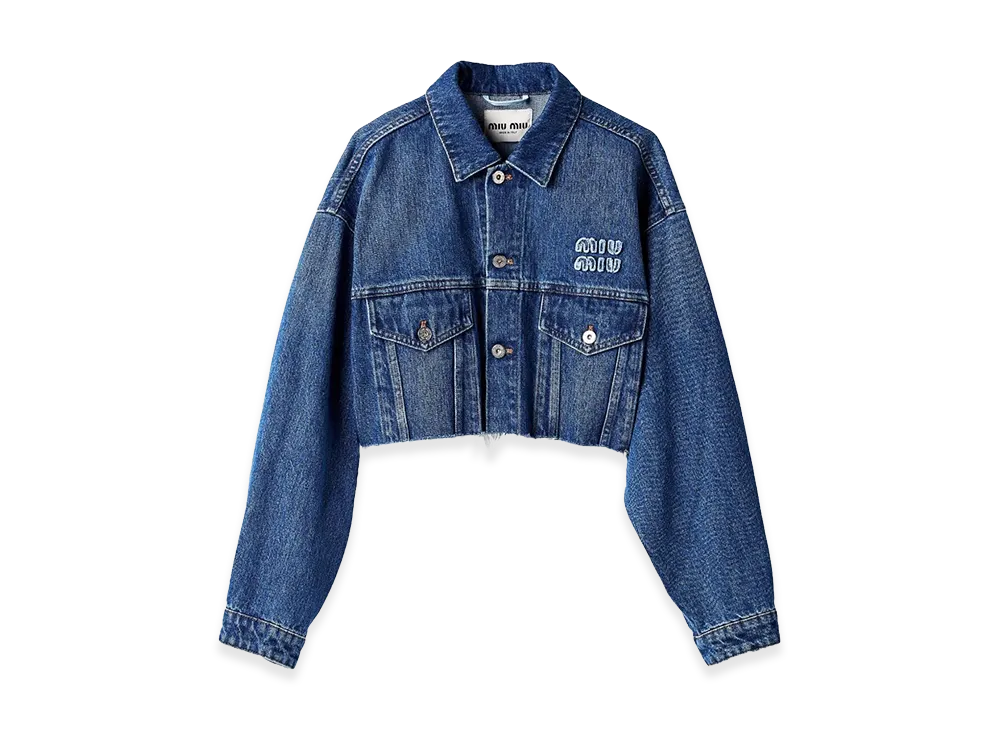 MIU MIU Women's Cropped Denim Jacket "Blue"