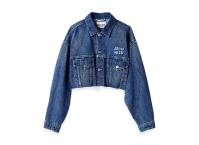 MIU MIU Women's Cropped Denim Jacket "Blue"