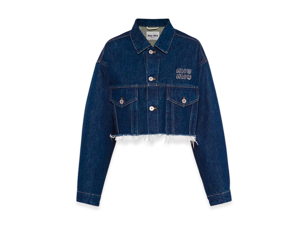 MIU MIU Women's Denim Blouson Jacket "Blue"