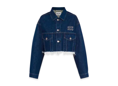 MIU MIU Women's Denim Blouson Jacket "Blue"