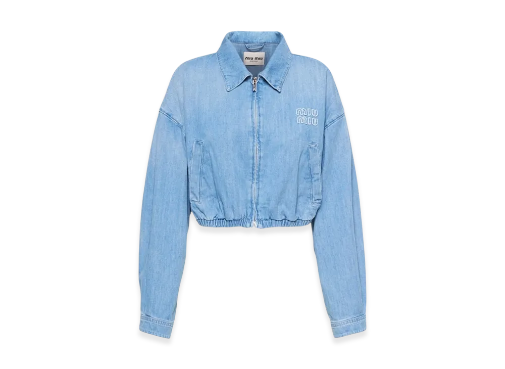 MIU MIU Women's Denim Blouson Jacket "Sapphire Blue"