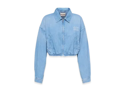 MIU MIU Women's Denim Blouson Jacket "Sapphire Blue"