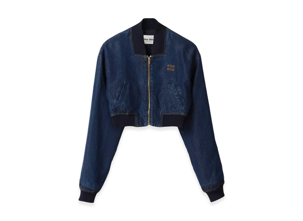 MIU MIU Women's Denim Blouson Jacket "Blue"