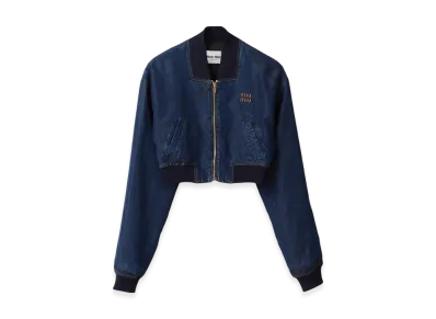MIU MIU Women's Denim Blouson Jacket "Blue"