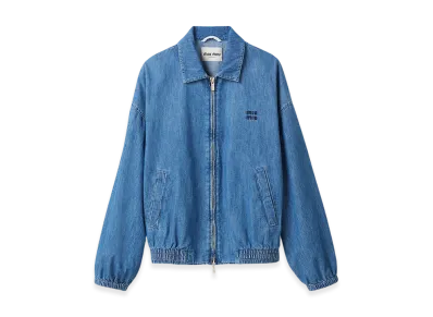 MIU MIU Women's Chambray Blouson Jacket "Sapphire Blue"