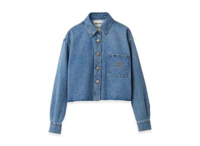 MIU MIU Women's Denim Blouson Jacket "Sapphire Blue"