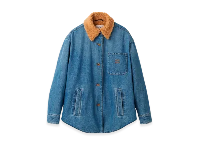 MIU MIU Women's Embroidered Denim Blouson Jacket "Sapphire Blue"
