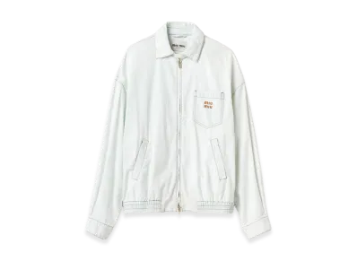 MIU MIU Chambray Denim Blouson Jacket "Light Blue"