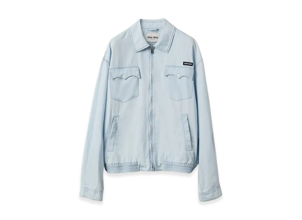 MIU MIU Women's Chambray Blouson Jacket "Light Blue"