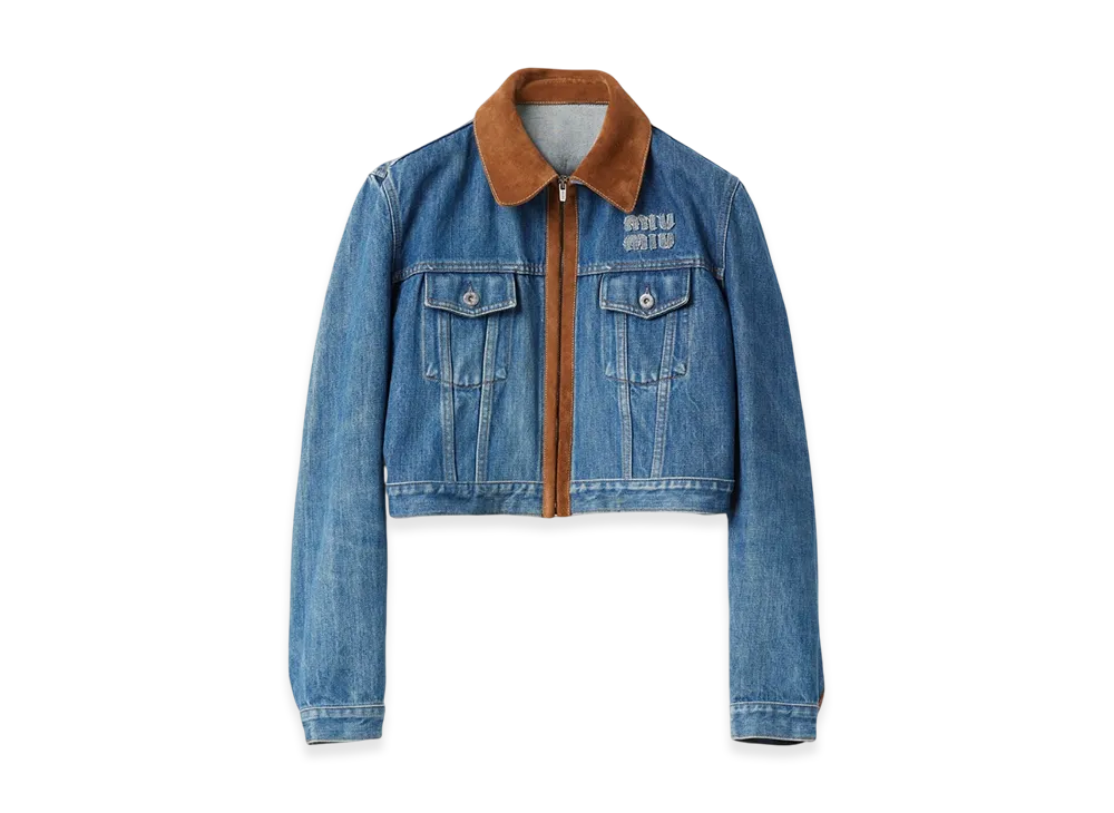 MIU MIU Women's Denim Blouson Jacket "Navy"