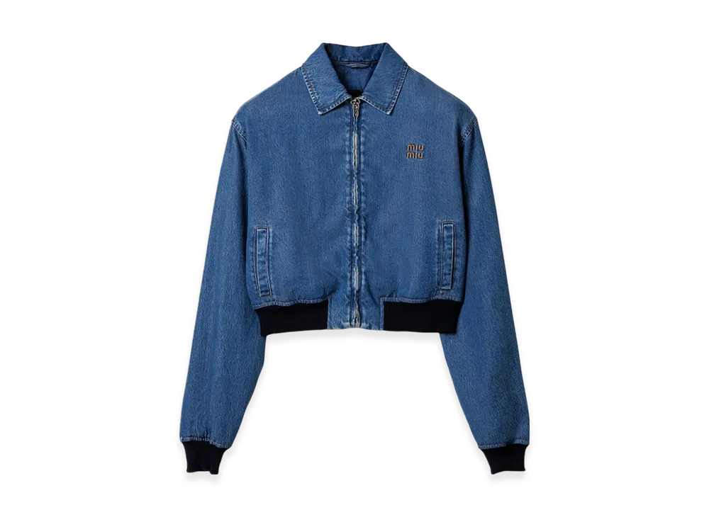MIU MIU Women's Denim Blouson Jacket "Blue"