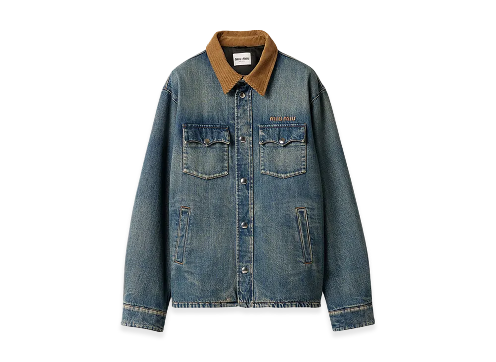 MIU MIU Women's Denim Down Jacket "Blue"