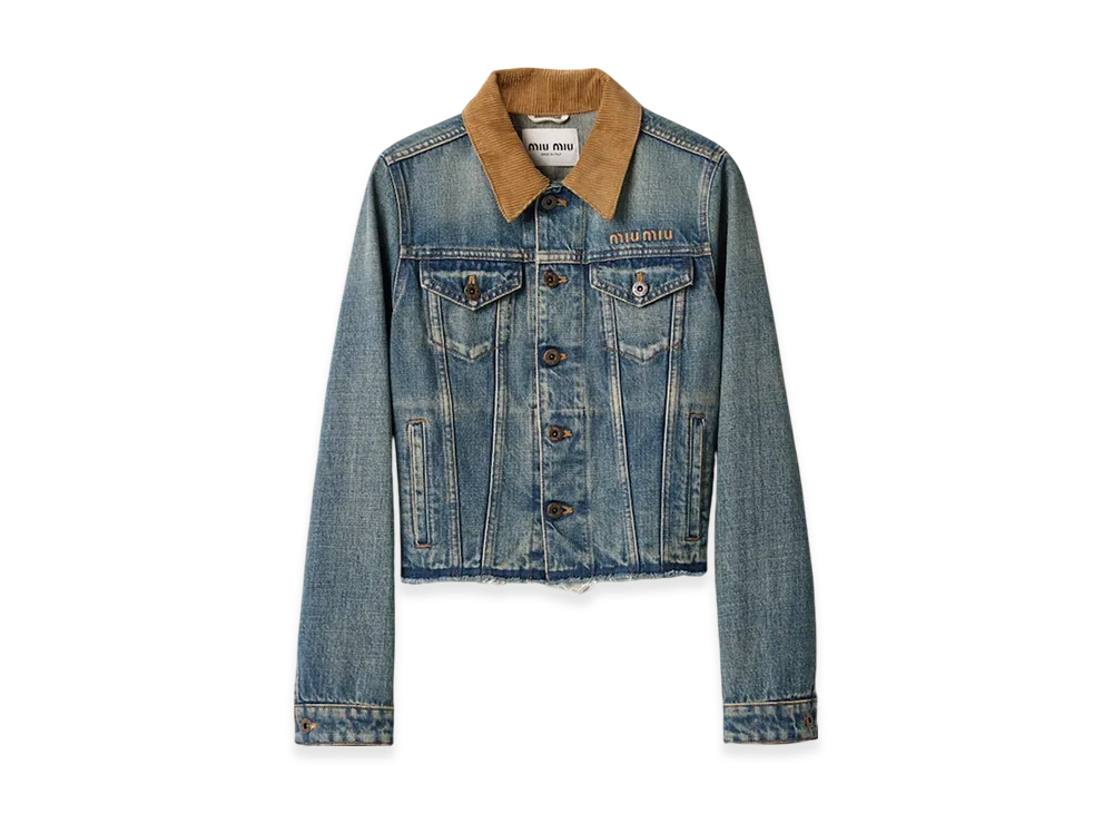 MIU MIU Women's Denim Blouson Jacket "Blue"