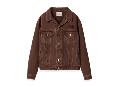 MIU MIU Women's Garment-Dyed Denim Blouson "Brown"