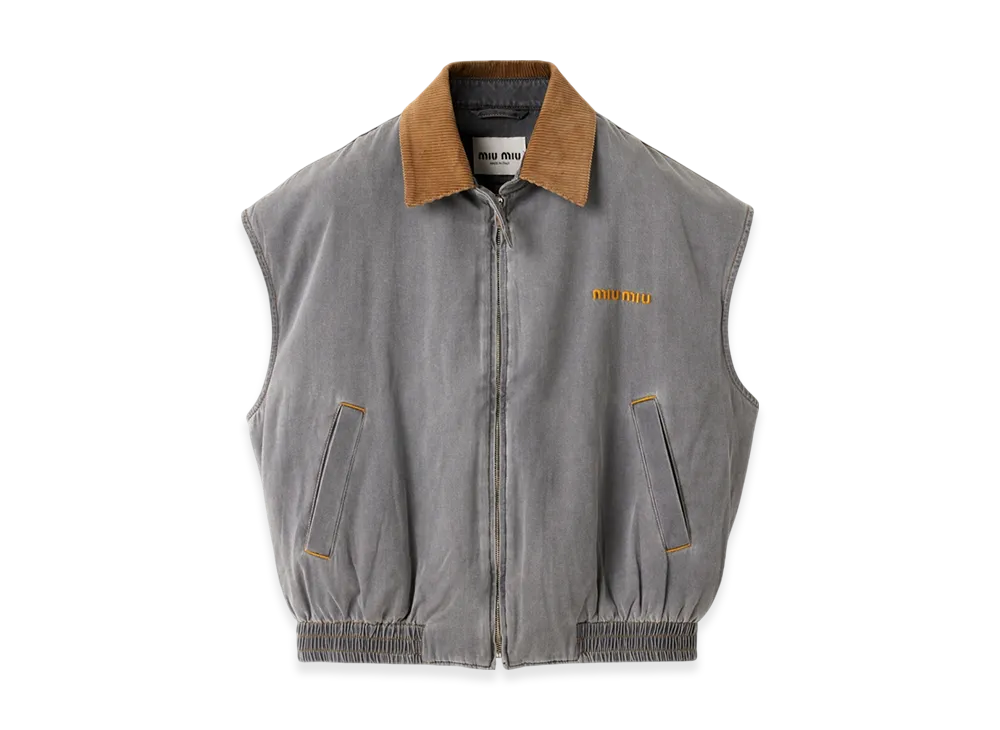 MIU MIU Chambray Blouson Vest "Grey"