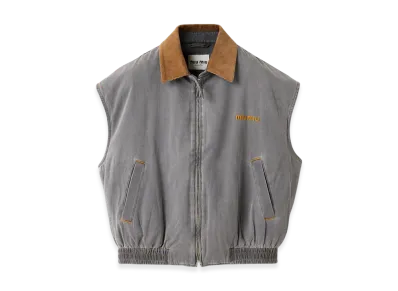 MIU MIU Chambray Blouson Vest "Grey"