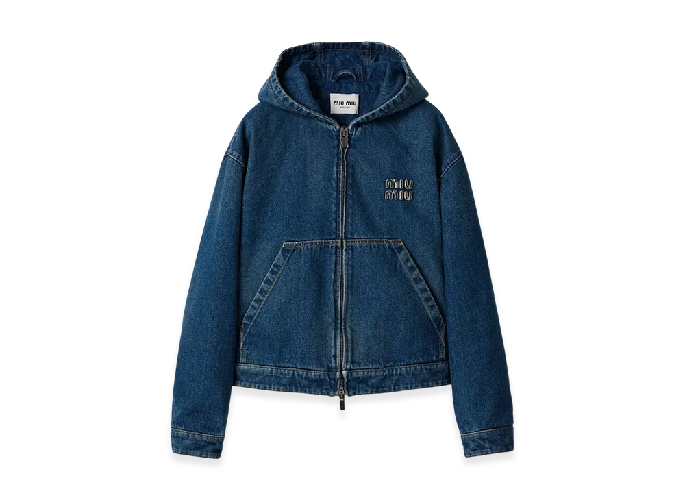 MIU MIU Women's Denim Hoodie Jacket "Blue"