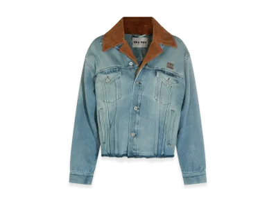 MIU MIU Women's Suede Collar Blouson "Lightblue"