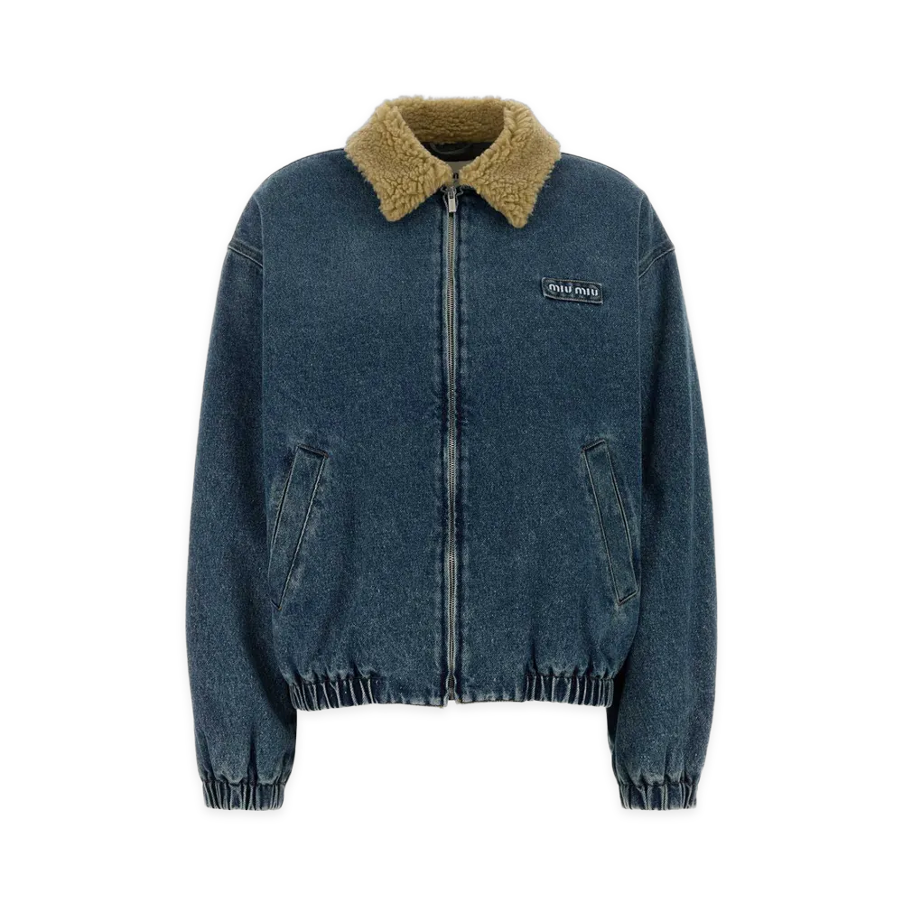 MIU MIU Women's Denim Bomber Jacket "Blue"