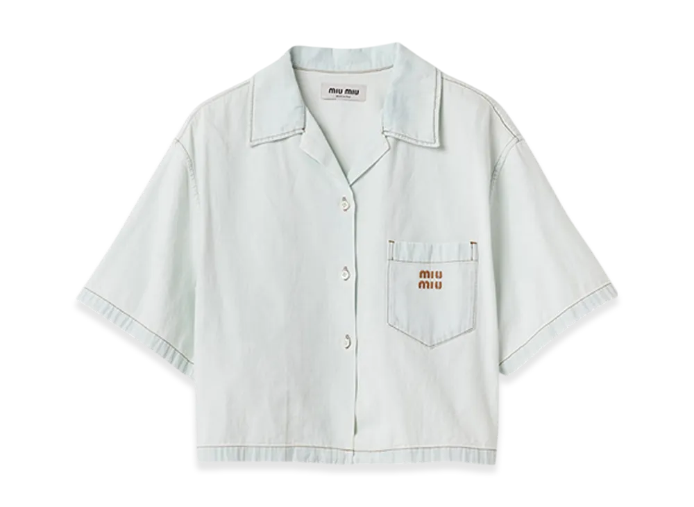 MIU MIU Women's Chambray Denim Shirt "Light Blue"