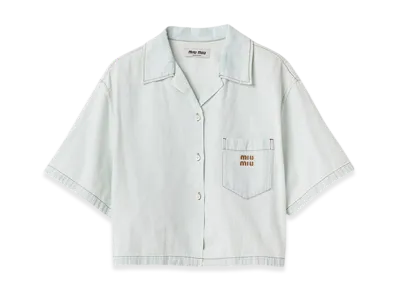 MIU MIU Women's Chambray Denim Shirt "Light Blue"