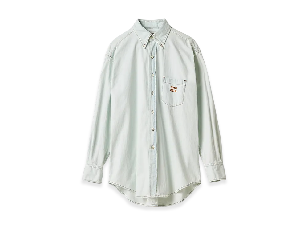 MIU MIU Women's Chambray Denim Shirt "Light Blue"