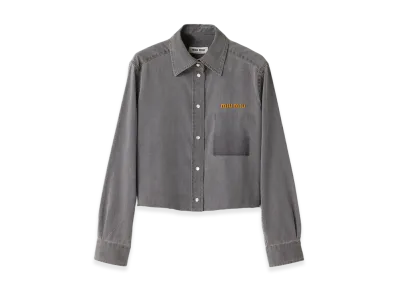 MIU MIU Women's Cropped Chambray Shirt "Gray"