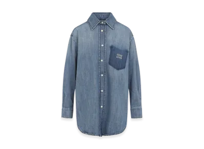 MIU MIU Women's Trompe L'oeil Pocket Shirt "Light Blue"