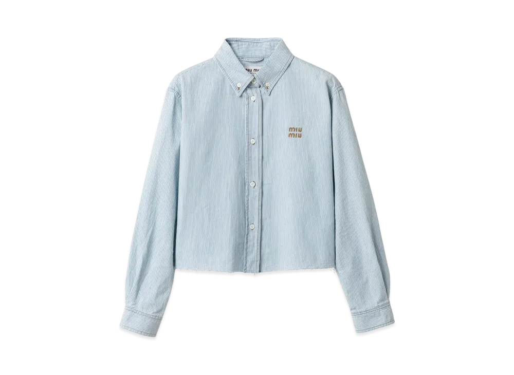 MIUMIU Women's Striped Chambray Shirt "Blue"
