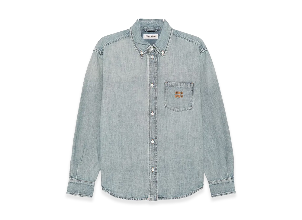 MIU MIU Women's Chambray Shirt "Lightblue/Light Blue"