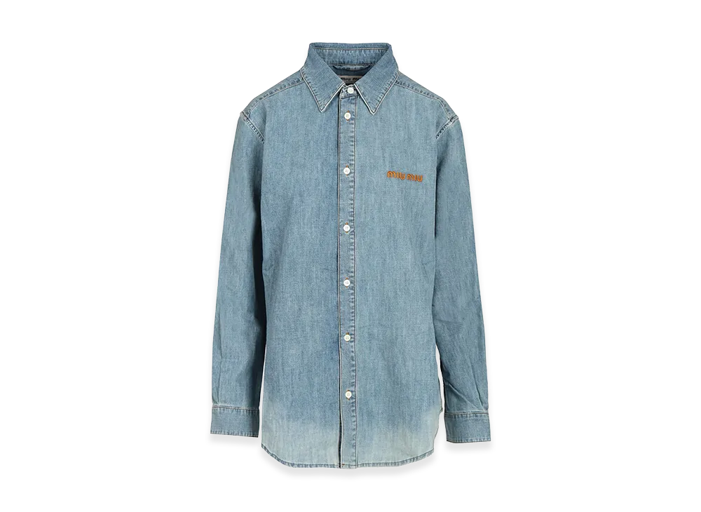 MIU MIU Women's Look 1 - Chambray Cotton Denim Shirt "Lightblue"