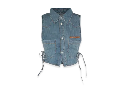 MIU MIU Women's Denim Sleeveless Shirt "Light Blue"