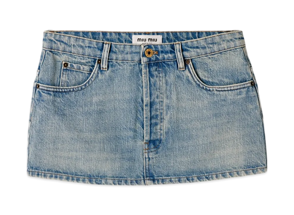 MIU MIU Denim Mini Skirt "Light Blue"