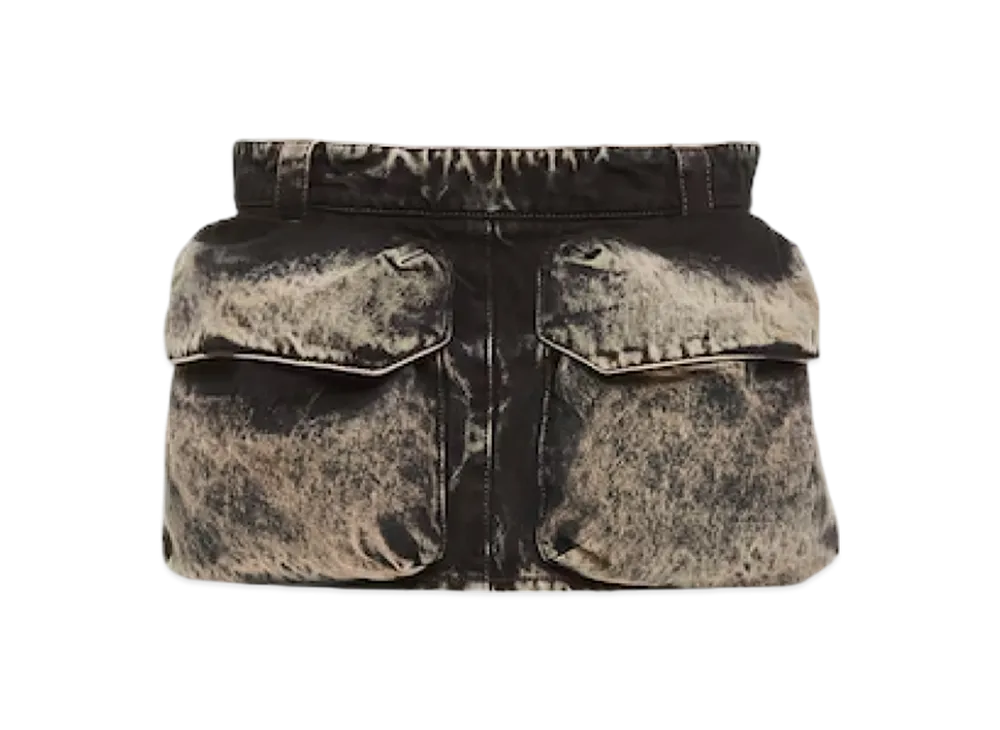 MIU MIU Women's Marbleized Denim Miniskirt "Black"