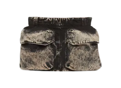 MIU MIU Women's Marbleized Denim Miniskirt "Black"