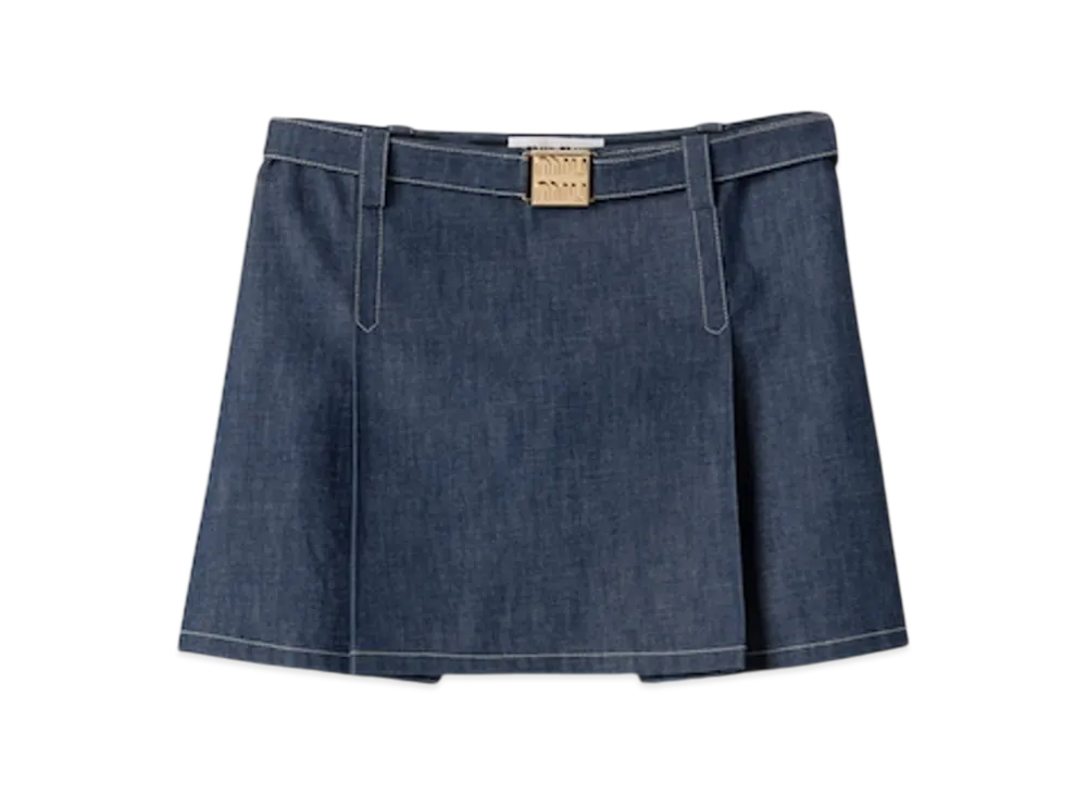 MIU MIU Women's Denim Miniskirt "Navy"