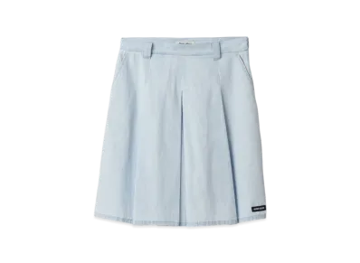 MIU MIU Women's Pleated Chambray Skirt "Light Blue"